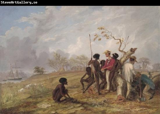 Thomas Baines Thomas Baines with Aborigines near the mouth of the Victoria River